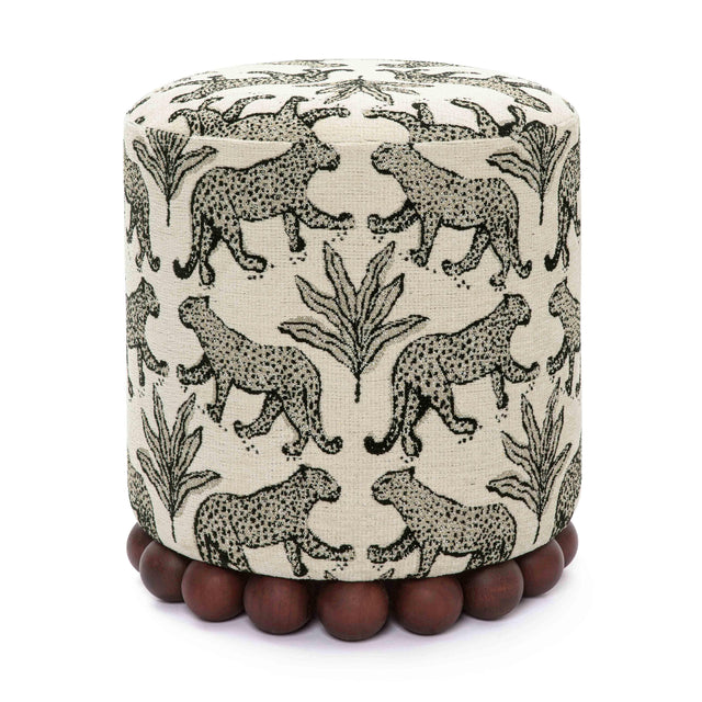 TOV Dex Taupe Leopard Jacquard Ottoman