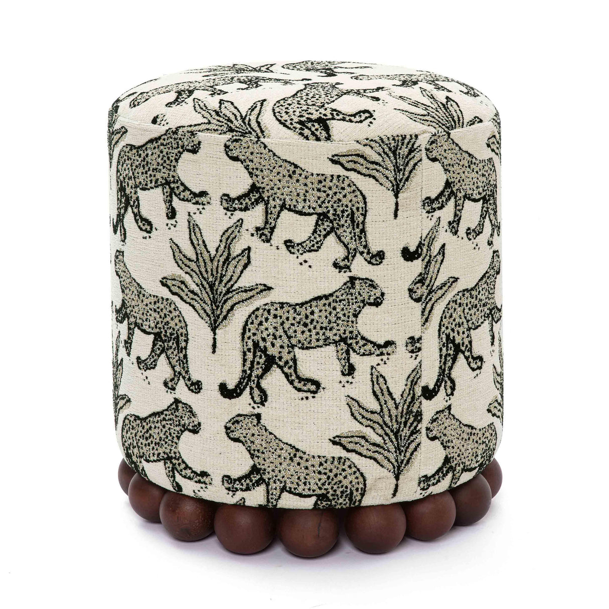 TOV Dex Taupe Leopard Jacquard Ottoman