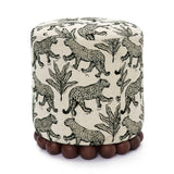 TOV Dex Taupe Leopard Jacquard Ottoman