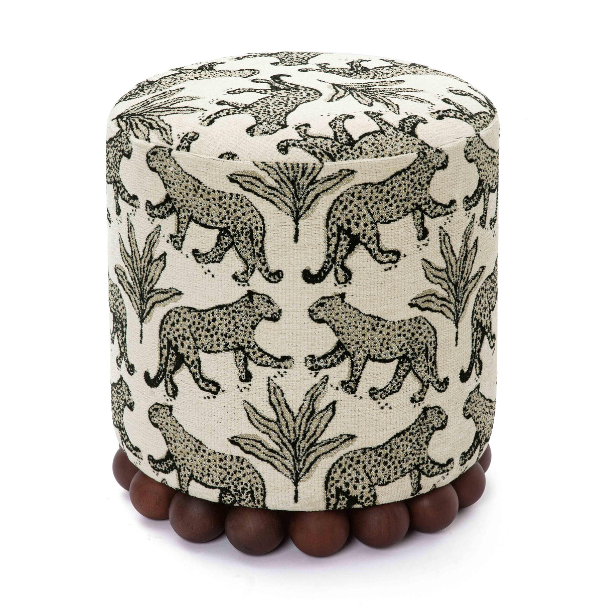TOV Dex Taupe Leopard Jacquard Ottoman