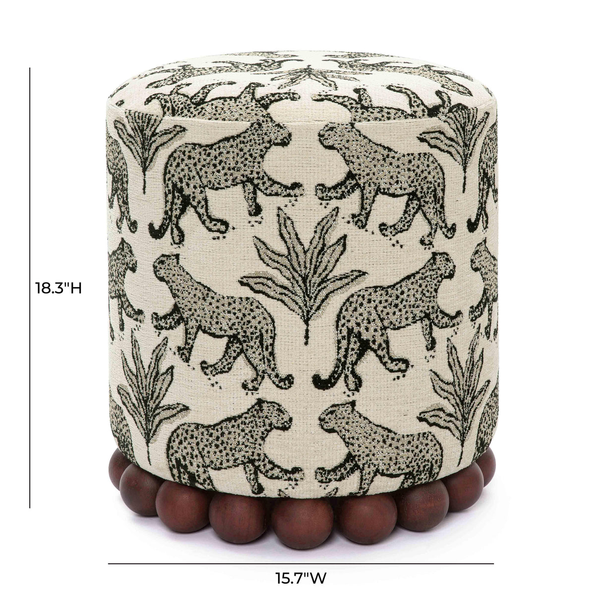 TOV Dex Taupe Leopard Jacquard Ottoman