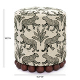 TOV Dex Taupe Leopard Jacquard Ottoman