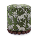 TOV Dex Olive Green Leopard Jacquard Ottoman