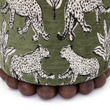 TOV Dex Olive Green Leopard Jacquard Ottoman