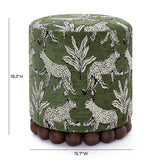 TOV Dex Olive Green Leopard Jacquard Ottoman