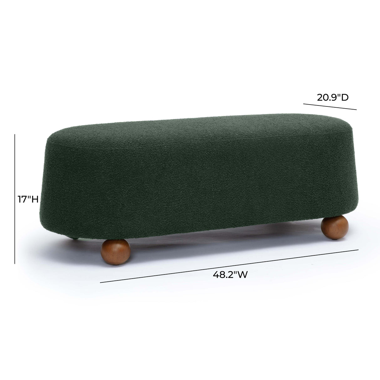 TOV Jaine Forest Green Boucle Large Ottoman