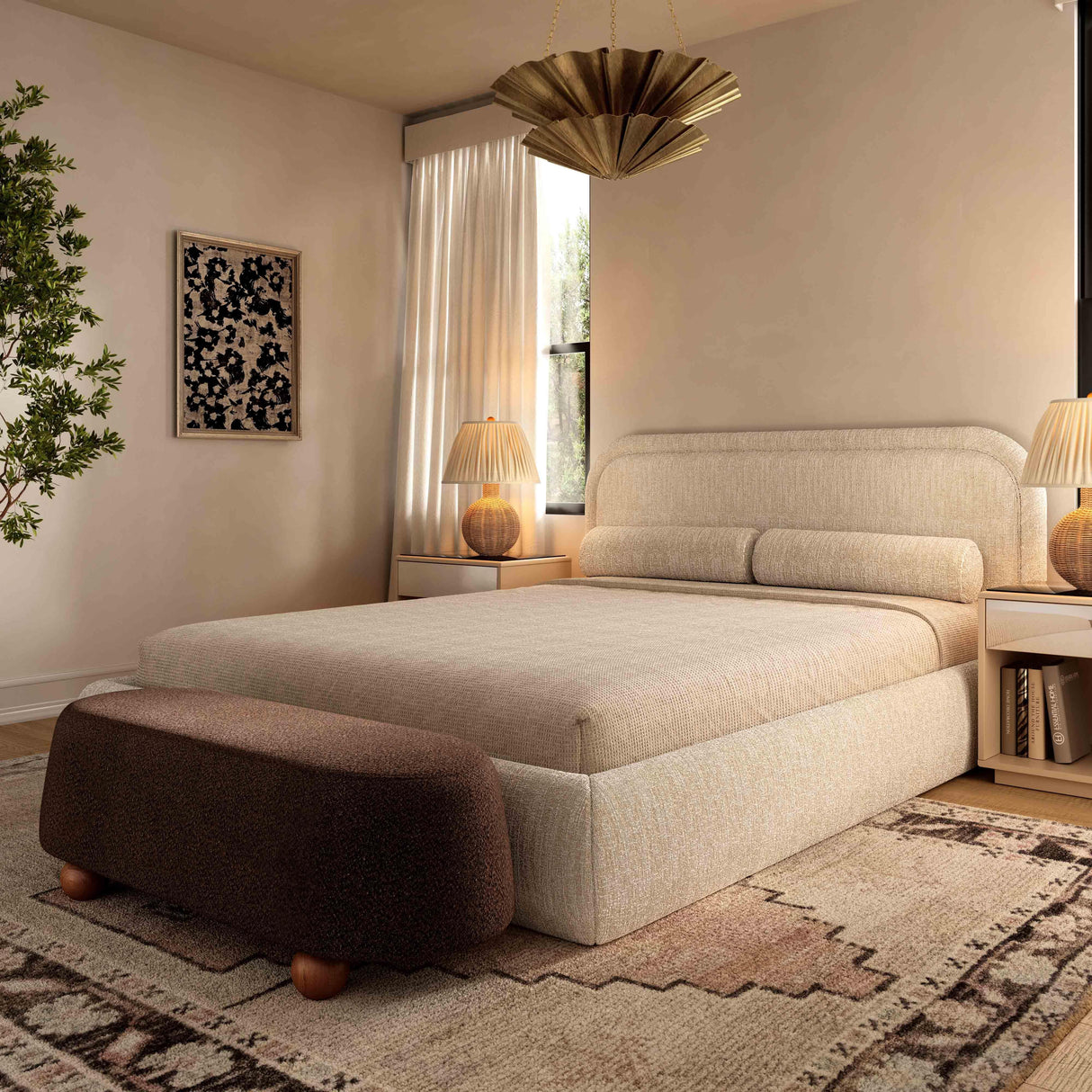 TOV Jaine Brown Boucle Large Ottoman