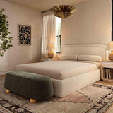 TOV Jaine Forest Green Loose Mohair Large Ottoman