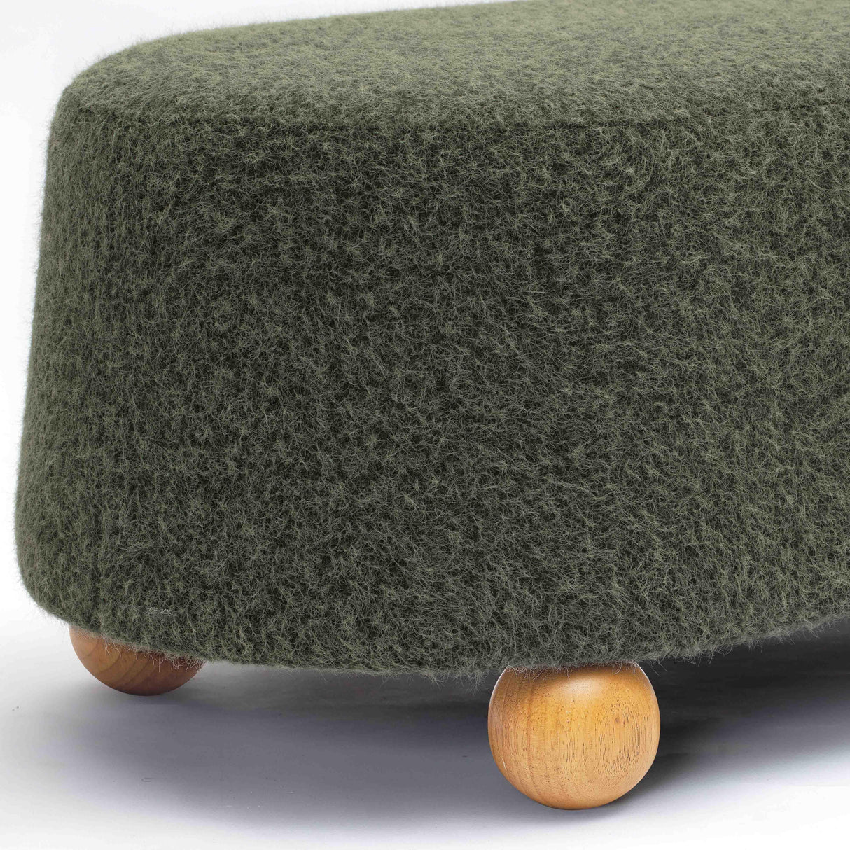 TOV Jaine Forest Green Loose Mohair Large Ottoman