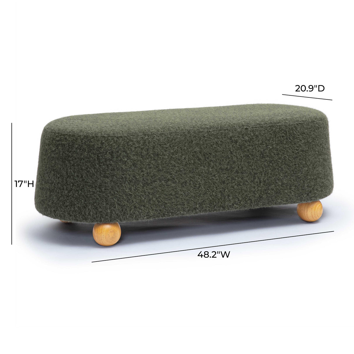 TOV Jaine Forest Green Loose Mohair Large Ottoman
