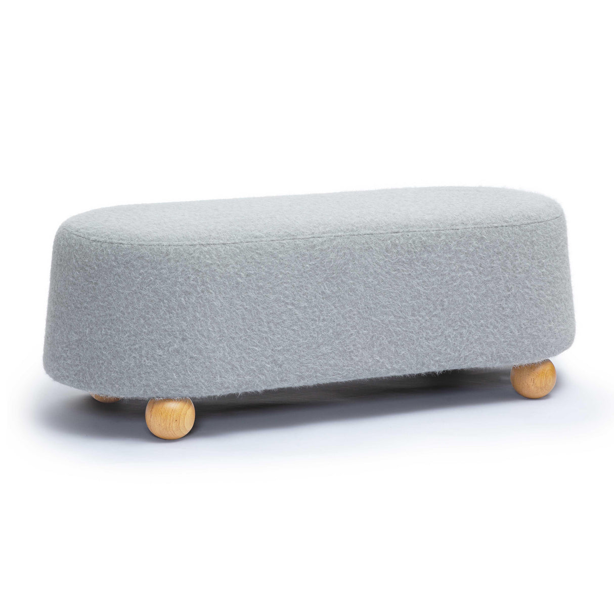 TOV Jaine Stone Grey Loose Mohair Large Ottoman