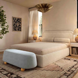TOV Jaine Stone Grey Loose Mohair Large Ottoman
