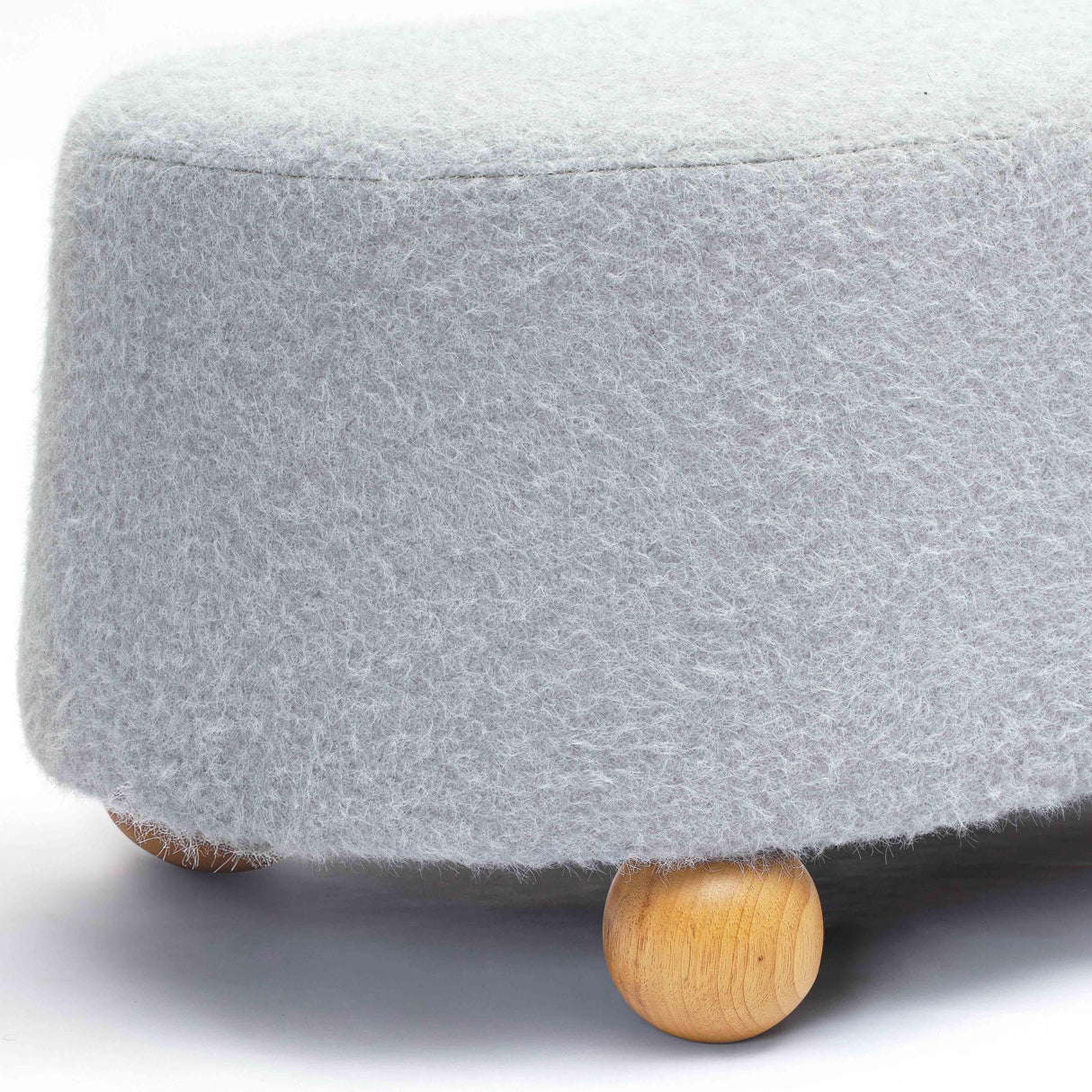 TOV Jaine Stone Grey Loose Mohair Large Ottoman