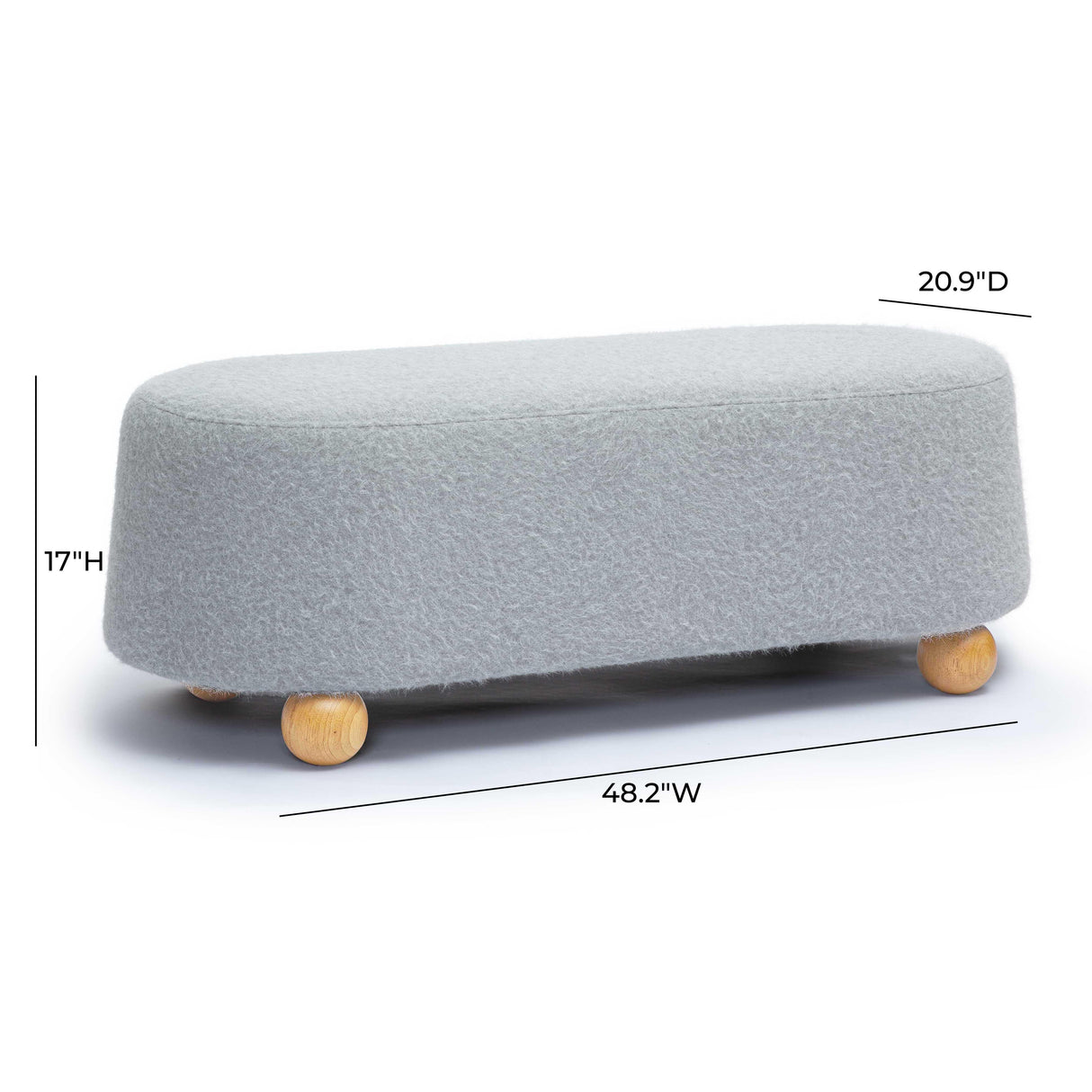 TOV Jaine Stone Grey Loose Mohair Large Ottoman