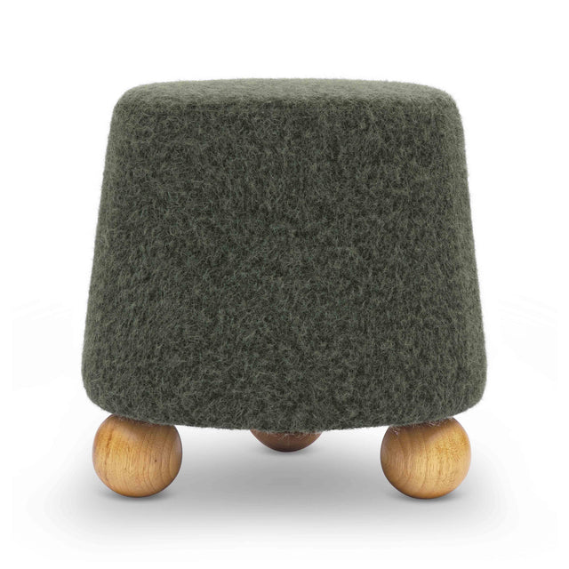 TOV Jaine Forest Green Loose Mohair Ottoman