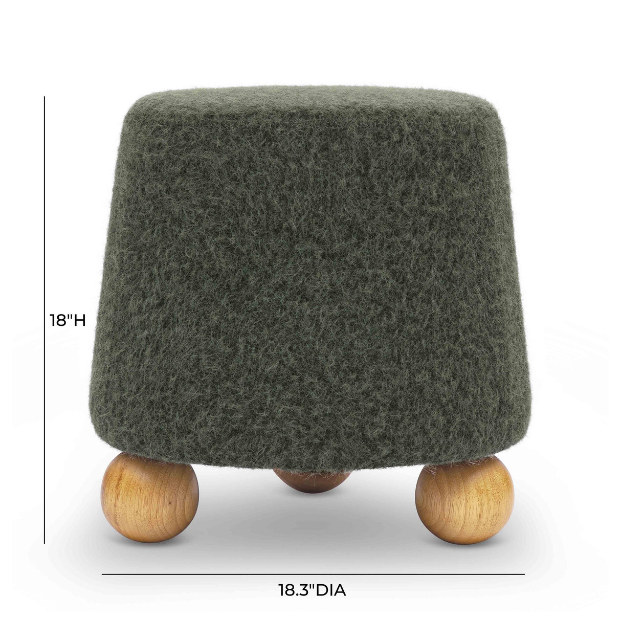 TOV Jaine Forest Green Loose Mohair Ottoman