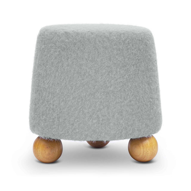 TOV Jaine Stone Grey Loose Mohair Ottoman