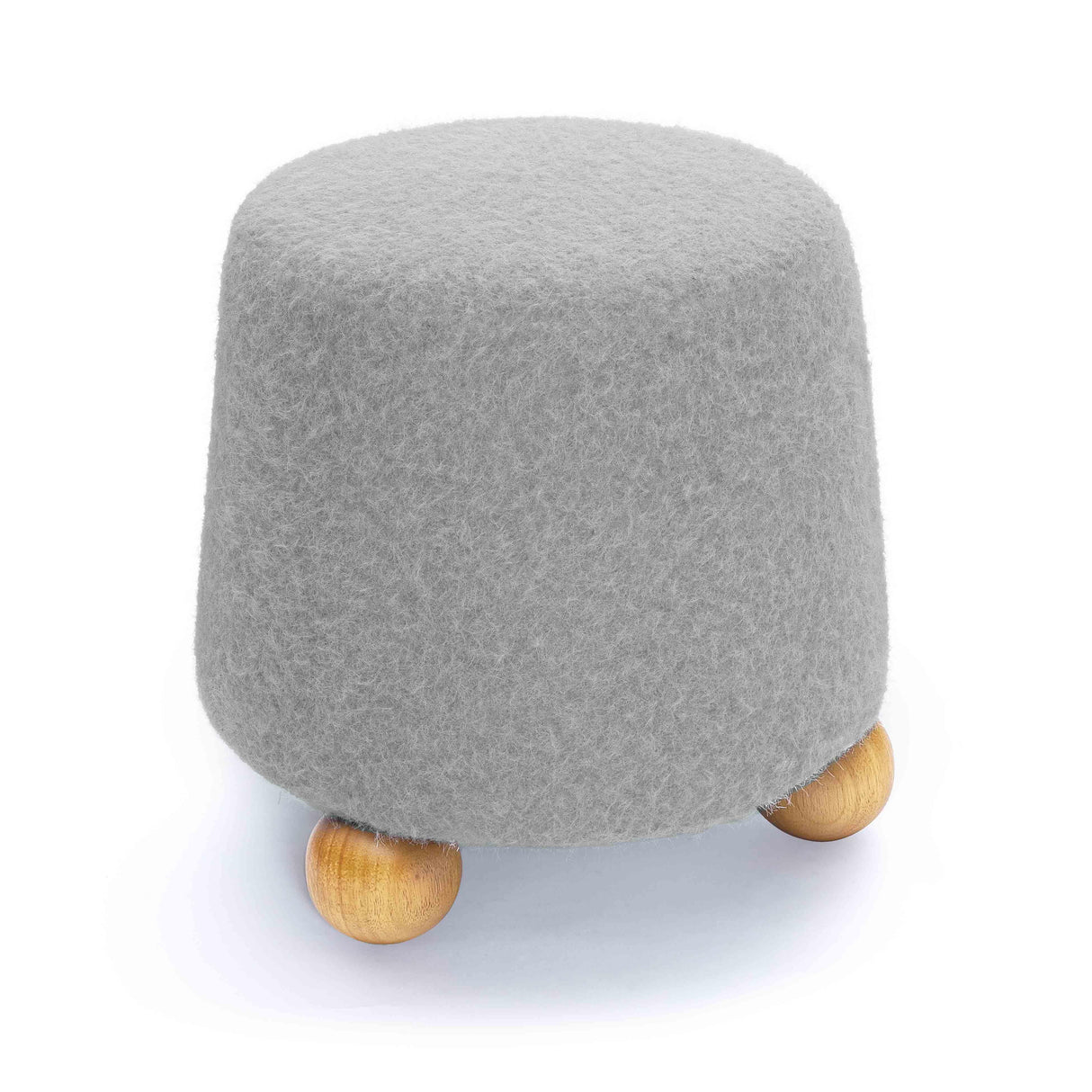 TOV Jaine Stone Grey Loose Mohair Ottoman