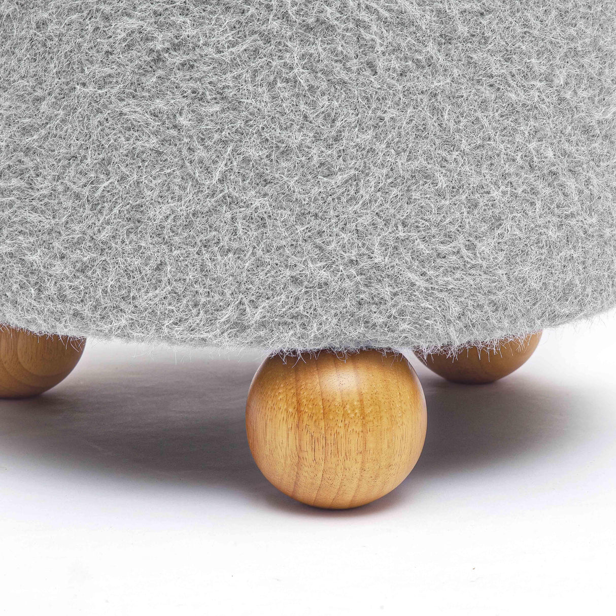 TOV Jaine Stone Grey Loose Mohair Ottoman