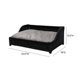 TOV Poppy Black Rattan Small Pet Bed