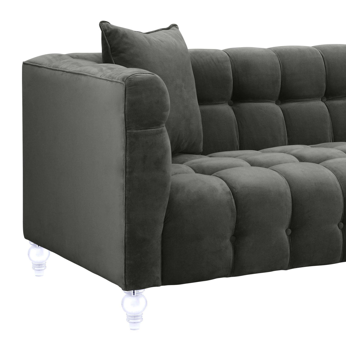 TOV Bea Grey Velvet Sofa