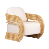 TOV Lauretta Cream Fabric and Natural Rattan Accent Chair