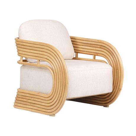 TOV Lauretta Cream Fabric and Natural Rattan Accent Chair