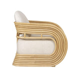TOV Lauretta Cream Fabric and Natural Rattan Accent Chair