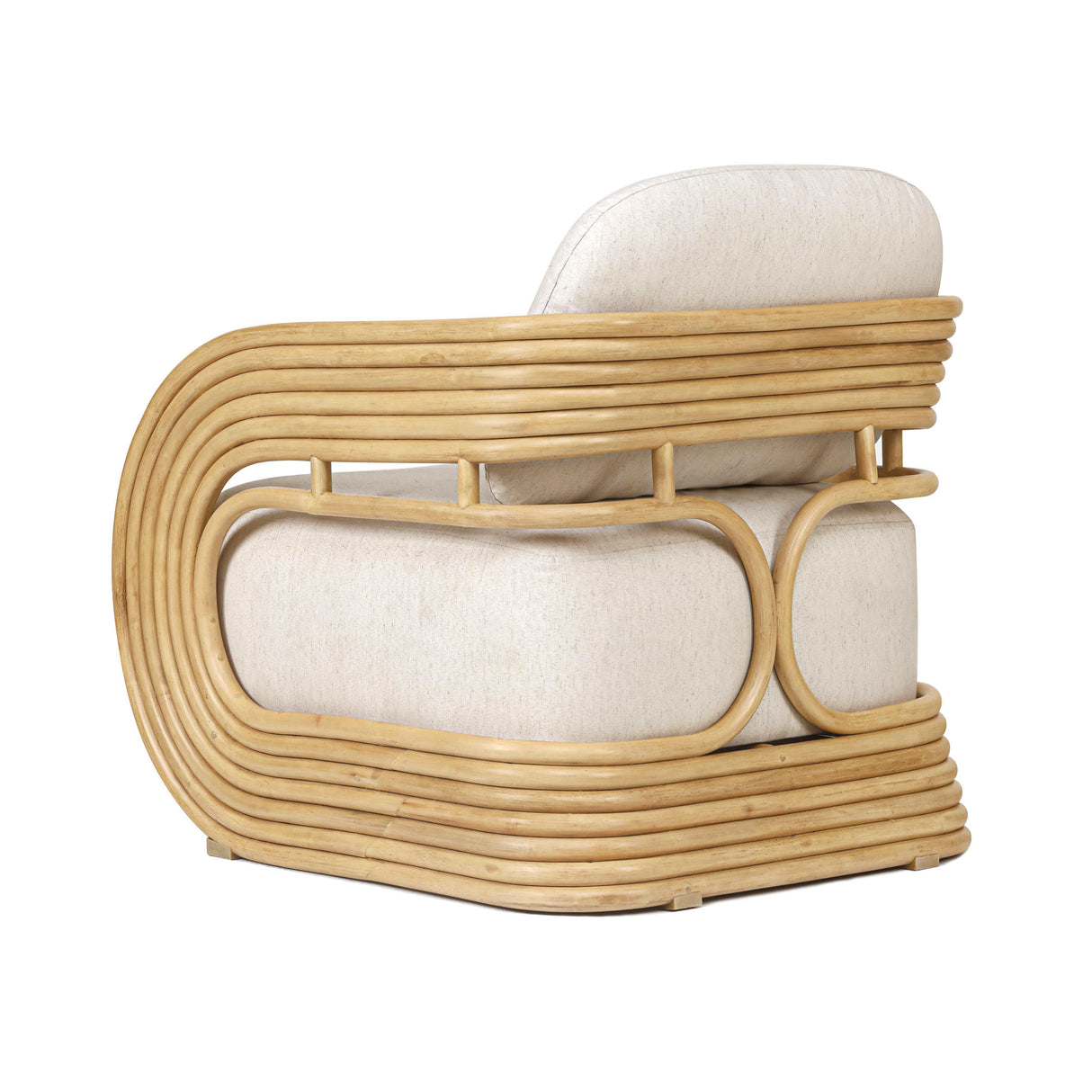 TOV Lauretta Cream Fabric and Natural Rattan Accent Chair