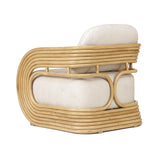 TOV Lauretta Cream Fabric and Natural Rattan Accent Chair