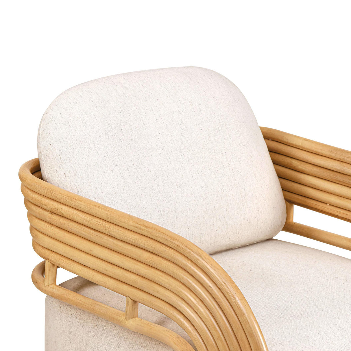 TOV Lauretta Cream Fabric and Natural Rattan Accent Chair