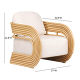 TOV Lauretta Cream Fabric and Natural Rattan Accent Chair
