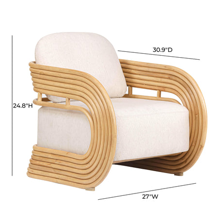 TOV Lauretta Cream Fabric and Natural Rattan Accent Chair