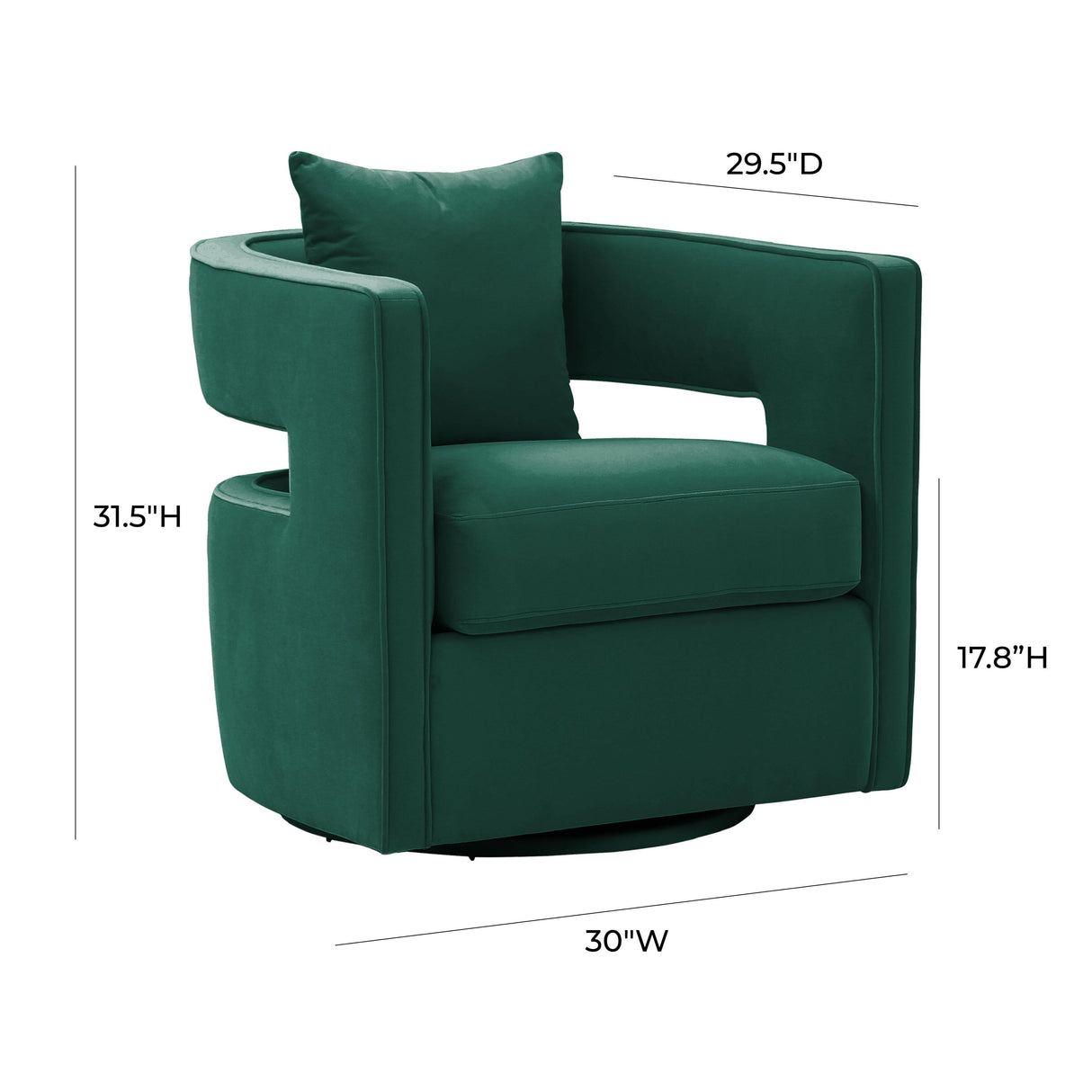 TOV Kennedy Forest Green Velvet Swivel Chair