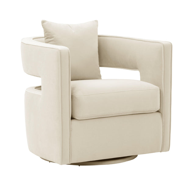 TOV Kennedy Cream Velvet Swivel Chair