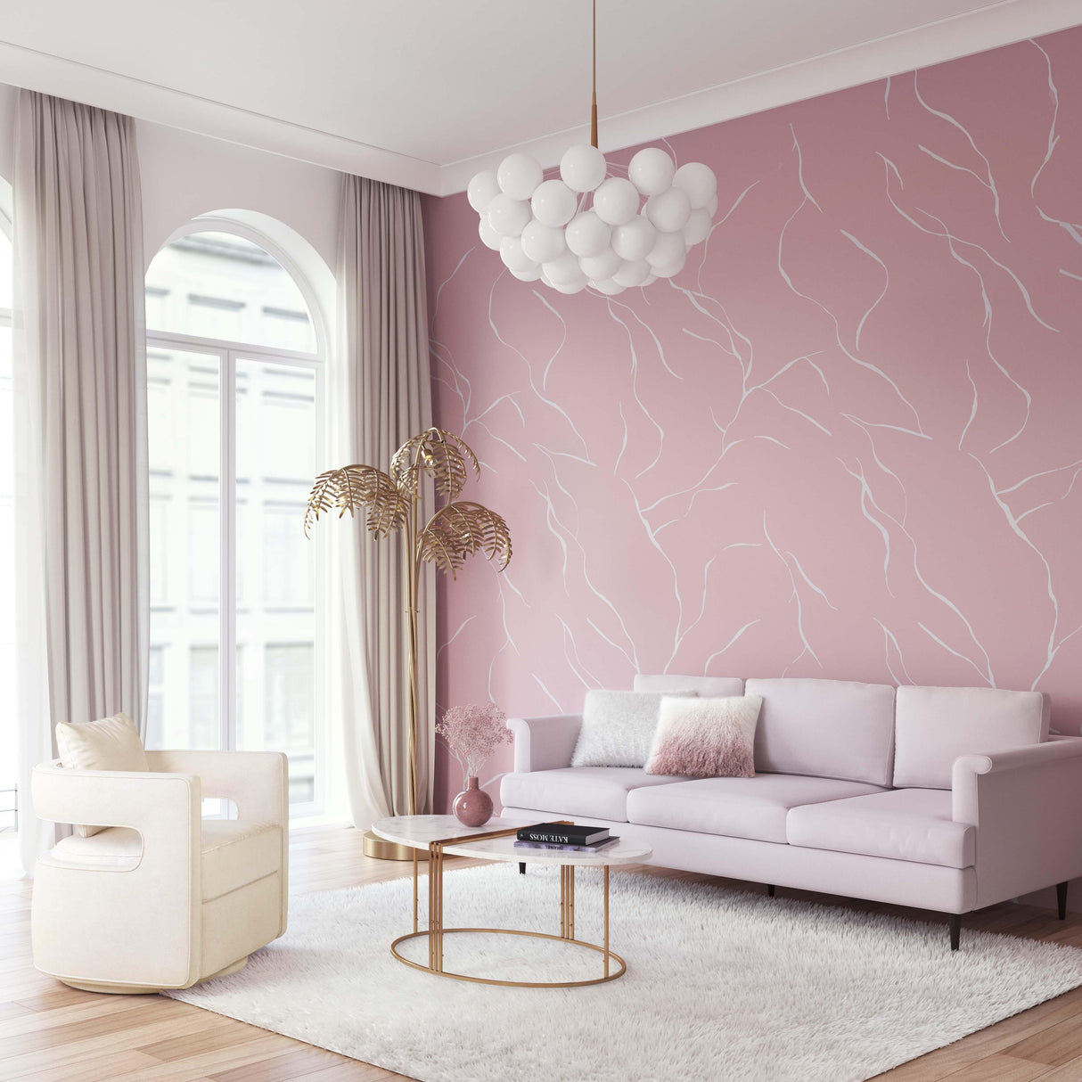 TOV Kennedy Cream Velvet Swivel Chair