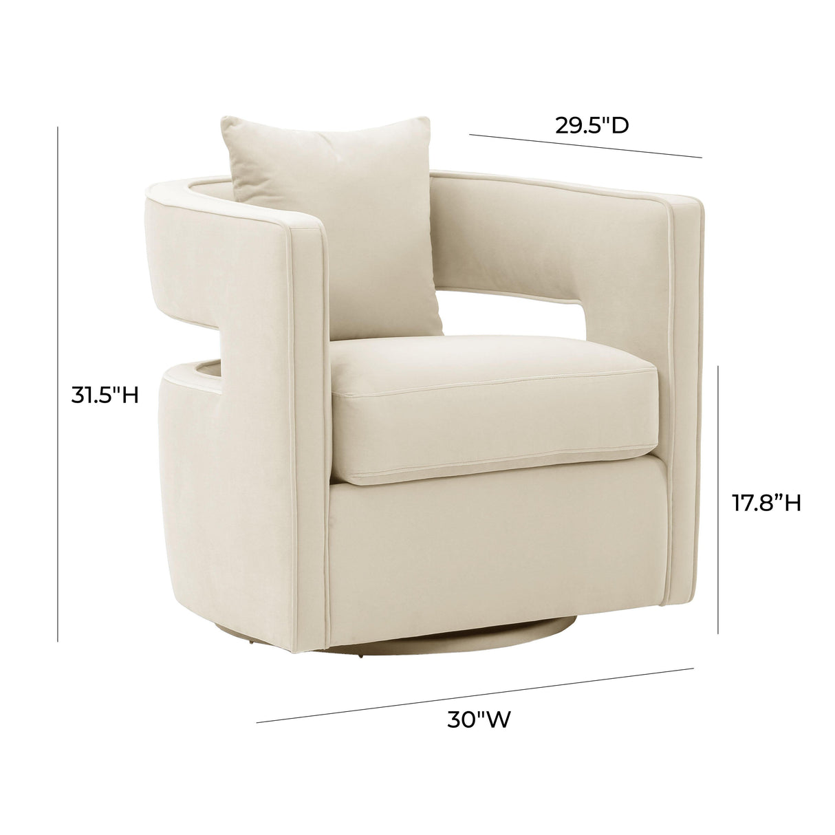 TOV Kennedy Cream Velvet Swivel Chair