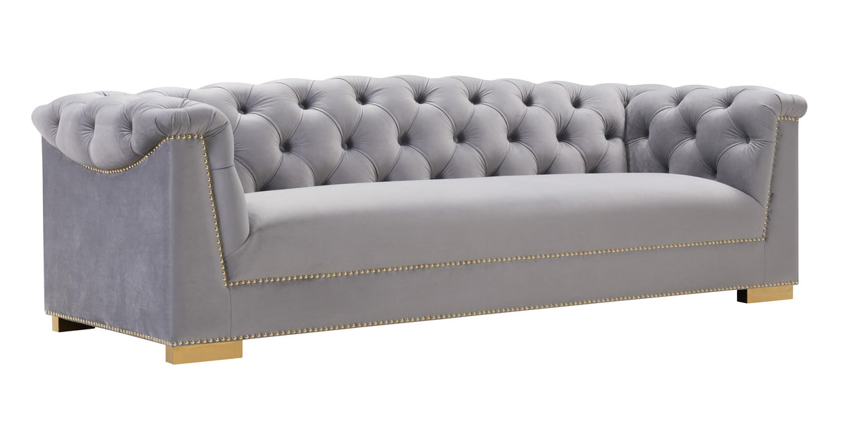 TOV Farah Grey Velvet Sofa
