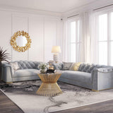 TOV Farah Grey Velvet Sofa