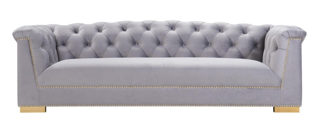 TOV Farah Grey Velvet Sofa