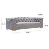 TOV Farah Grey Velvet Sofa