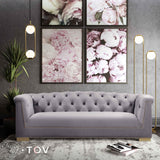 TOV Farah Grey Velvet Sofa