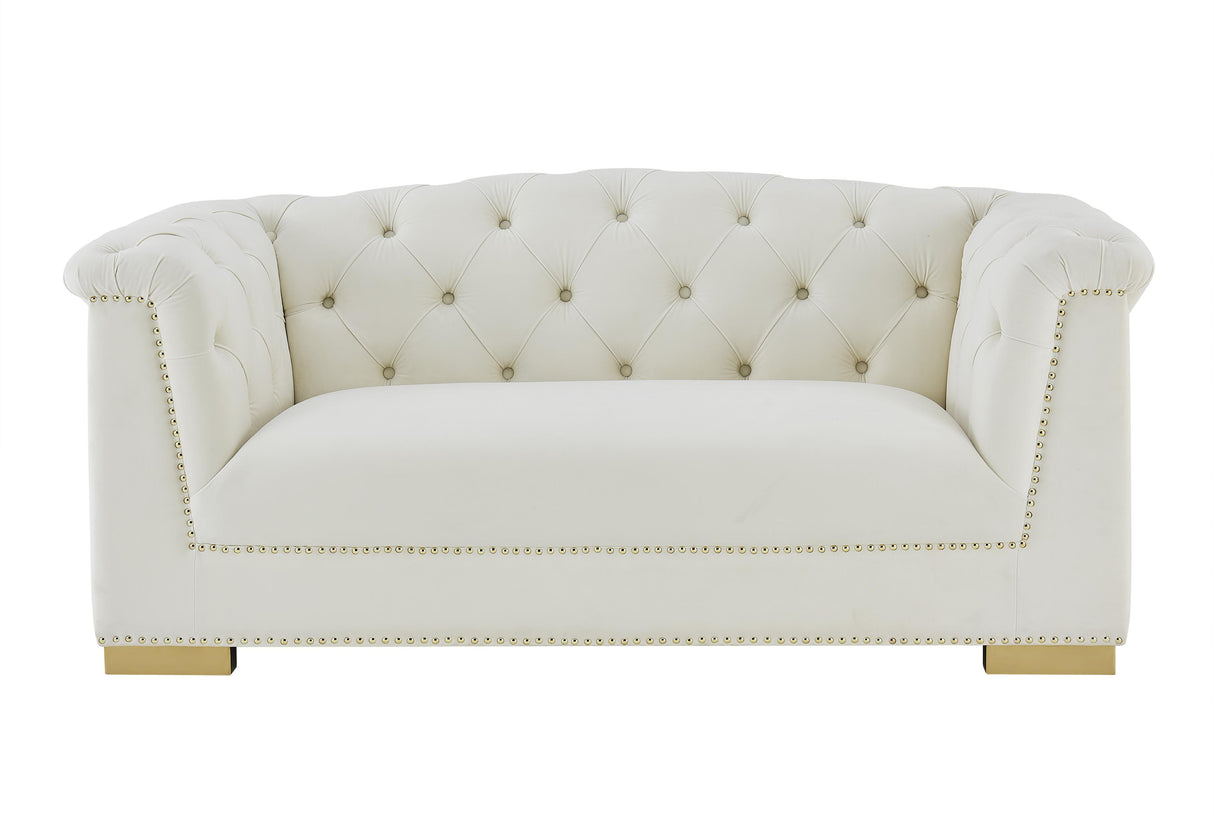 TOV Farah Cream Velvet Loveseat