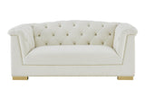 TOV Farah Cream Velvet Loveseat