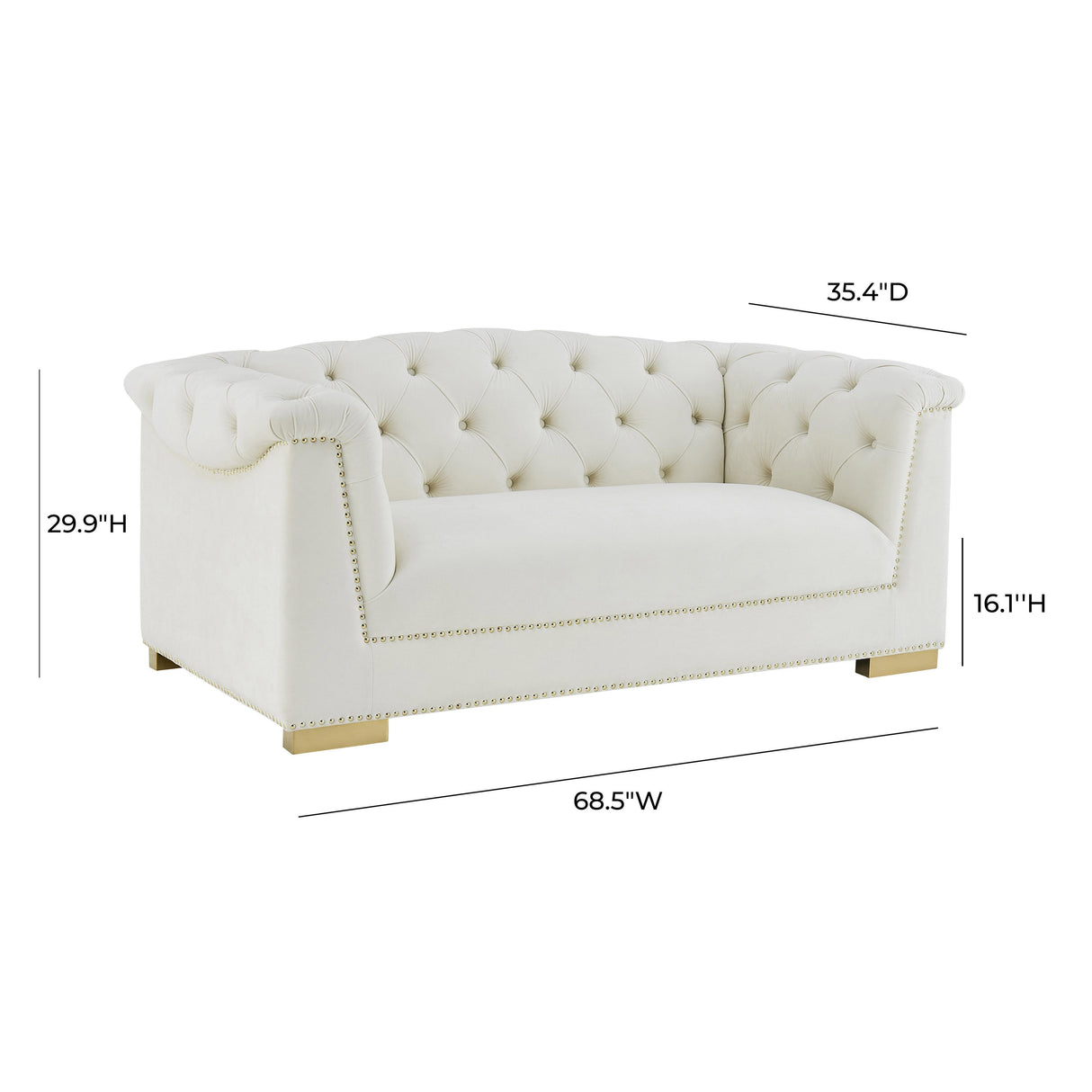 TOV Farah Cream Velvet Loveseat