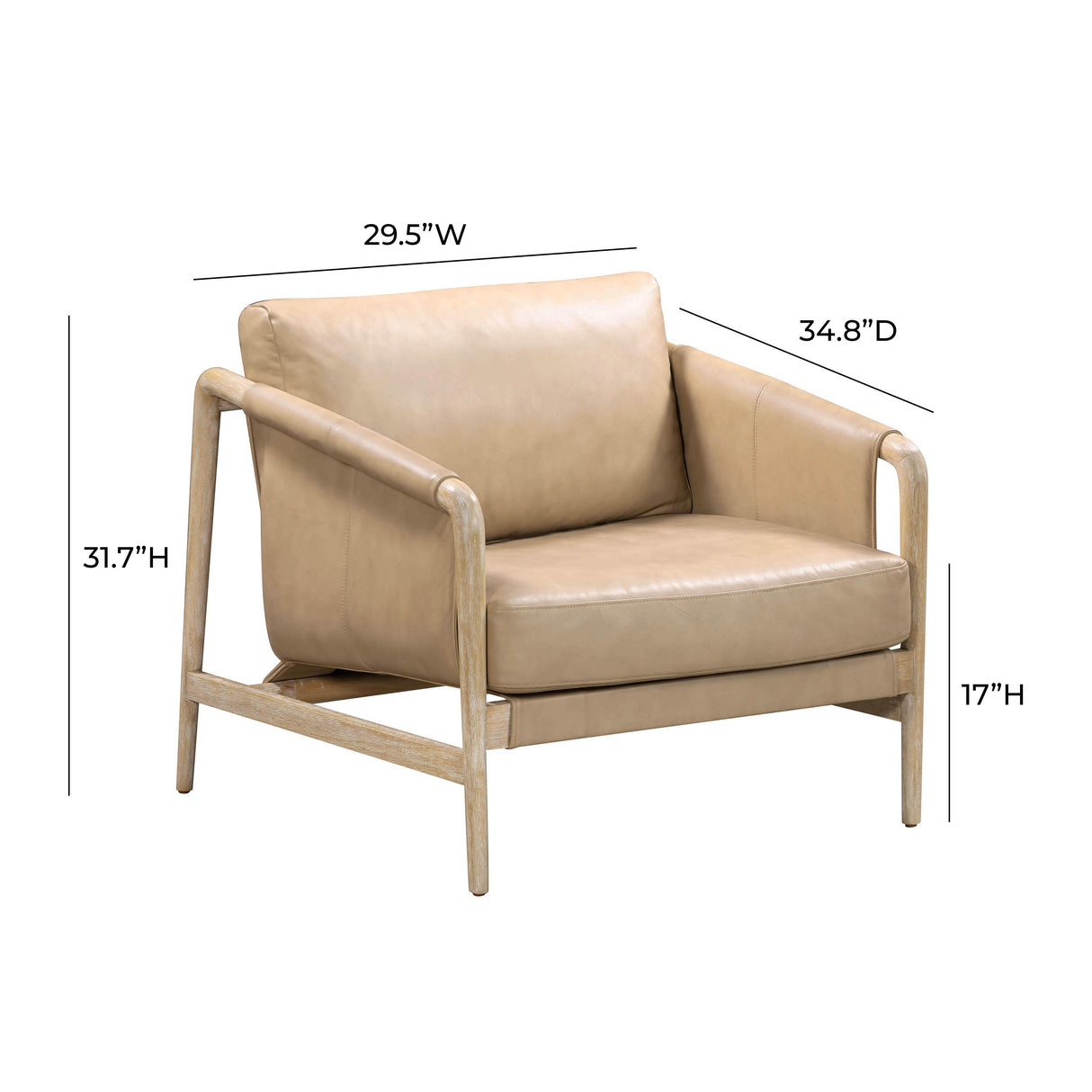 TOV Chakka Tan Genuine Leather Accent Chair
