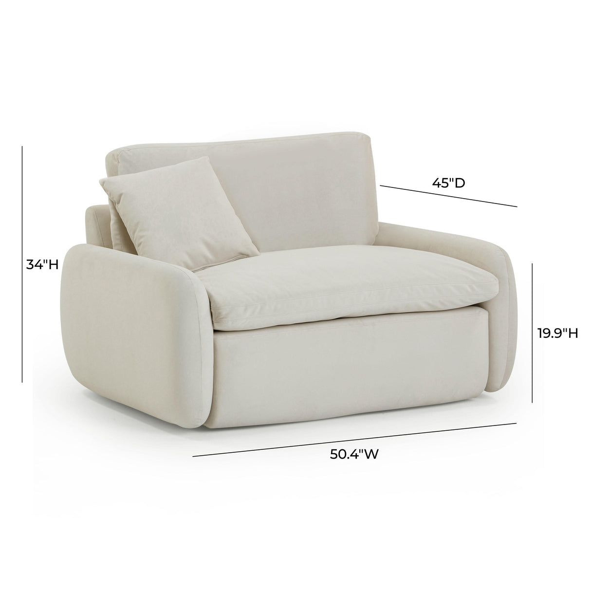 TOV Rachelle Cream Velvet Lounge Chair