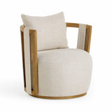 TOV Paolo Cream Textured Weave Swivel Chair
