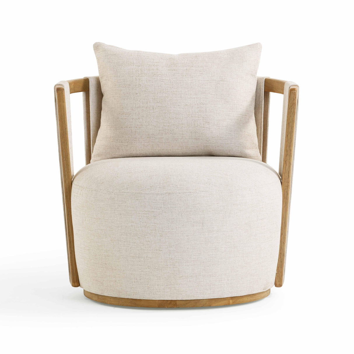 TOV Paolo Cream Textured Weave Swivel Chair