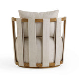 TOV Paolo Cream Textured Weave Swivel Chair